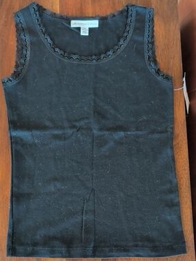 M. Collection Black Lace-Trim Tank Top